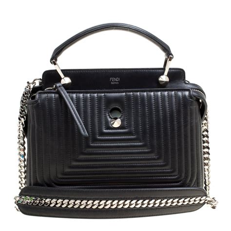 Fendi DotCom Click Shoulder Bag Quilted Leather 